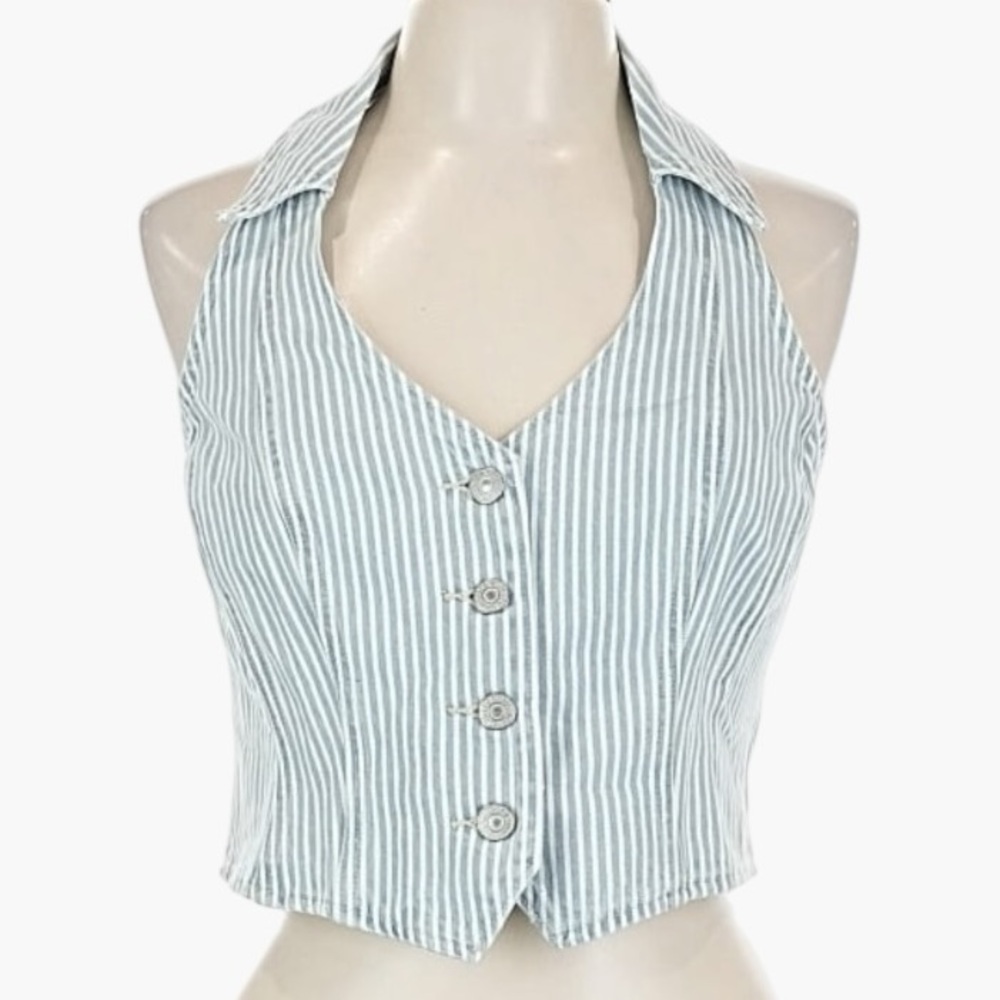 Levis Bria Woman's Denim Corset Halter Top Size Large Festival Summer Party NWT - Picture 4 of 15